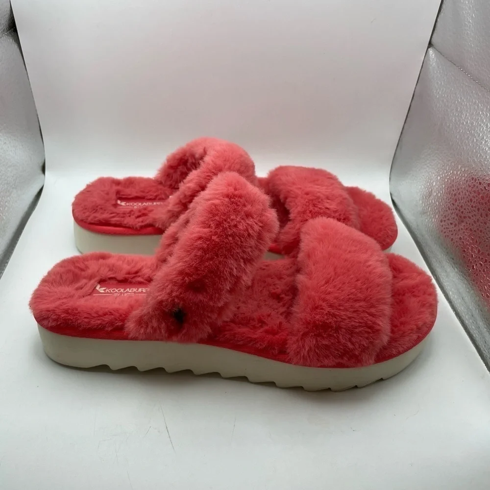 Koolaburra by UGG faux fur double strap sandals size 9